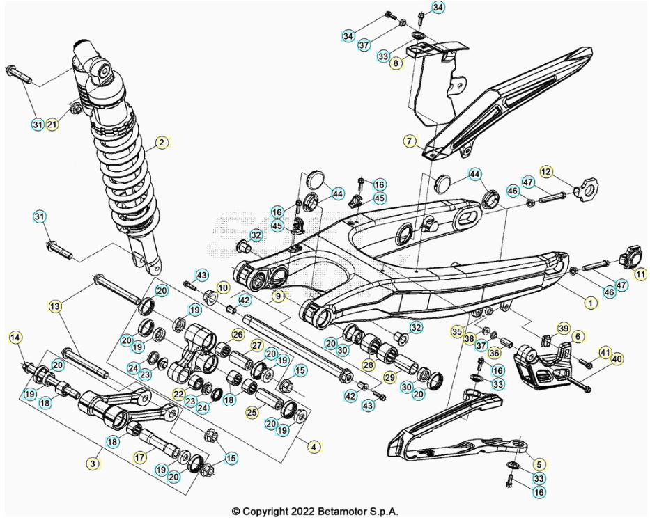 Beta  RR300 18 Schwingarm/Federbein 1 Ersatzteile